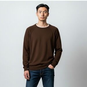 Banana Republic Mens XL Merino Wool Sweater Dark Brown Raglan Crewneck Knit